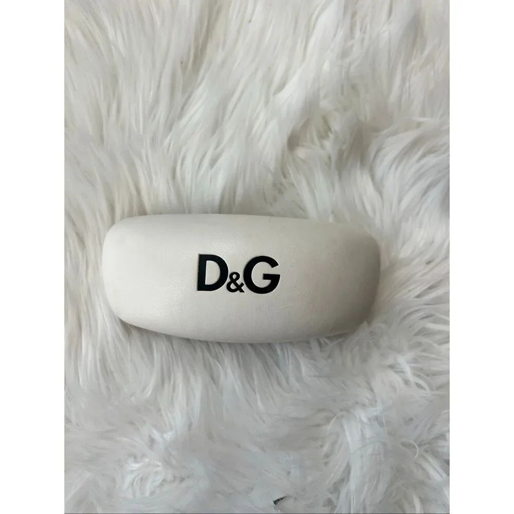 White Dolce Gabbana D&G Leather Hardshell Eyeglass Case 6.5" X 3 X 1.5"